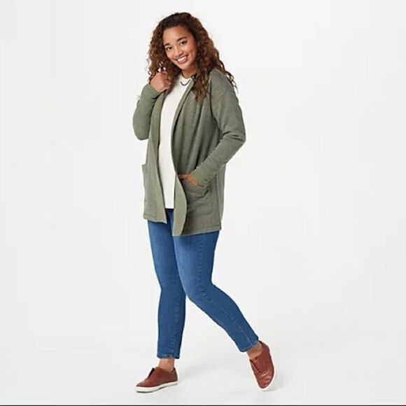 Isaac Mizrahi Live! SOHO Plushed Back Open Front Cardigan - Picture 5 of 6